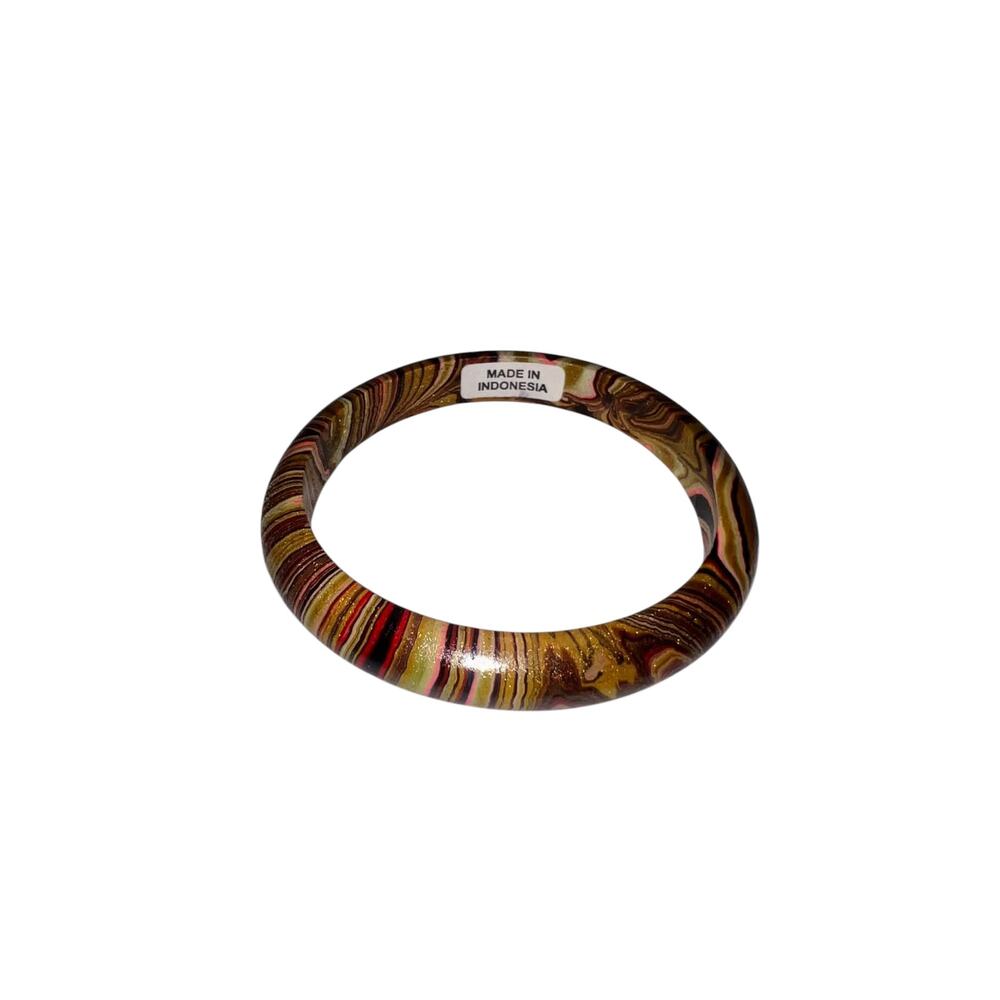 Iris Apfel & Bajalia Indonesian Bracelet Swirl Design Bold Boho Bangle